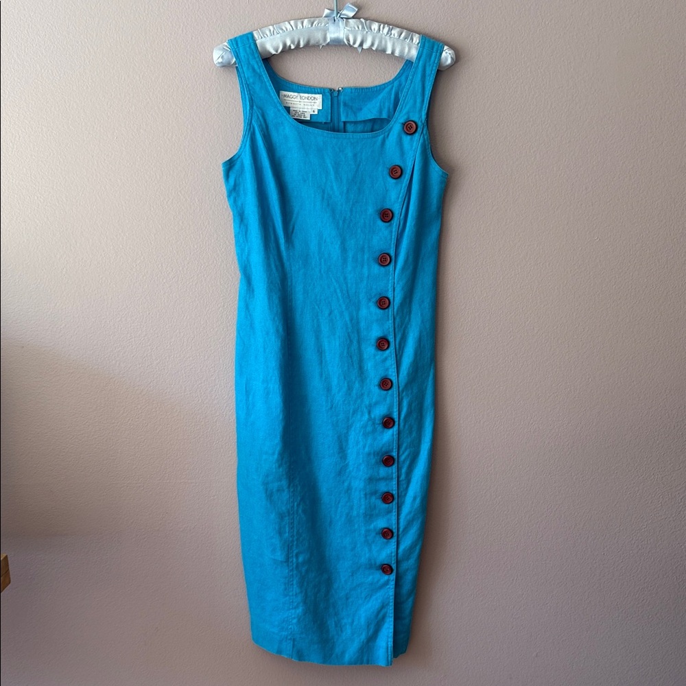 Maggy London Teal Button-Accent Midi Dress📍FIRM📍